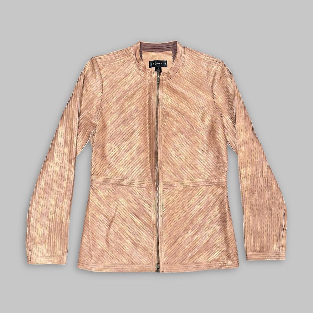 Vintage Bagatelle Genuine Leather Bronze Moto Jacket - Women’s Size 8